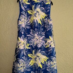 Laundry By Shelli Segal Floral Dress in Blue and Yellow